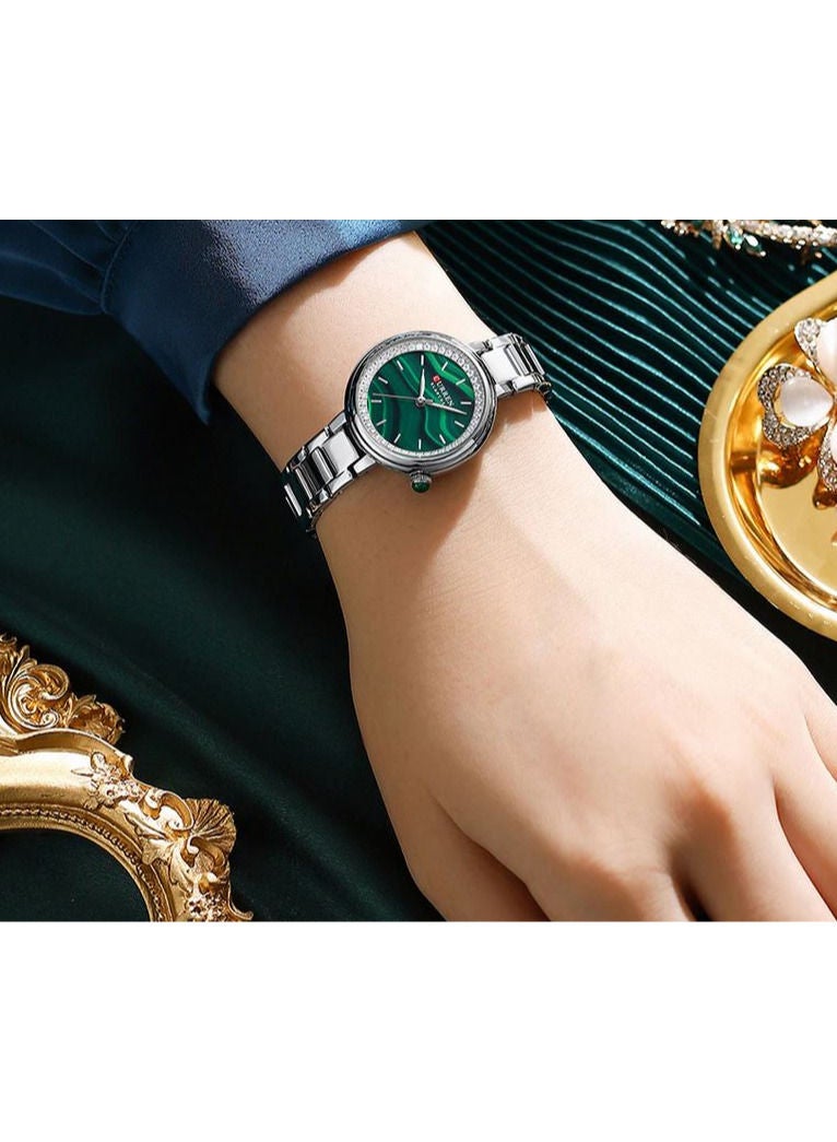 Curren 9089 Women's Watch Fashion Women's Watches Steel Belt Watch Foreign Trade Watch Casual Watch White Shell Green - Image 3