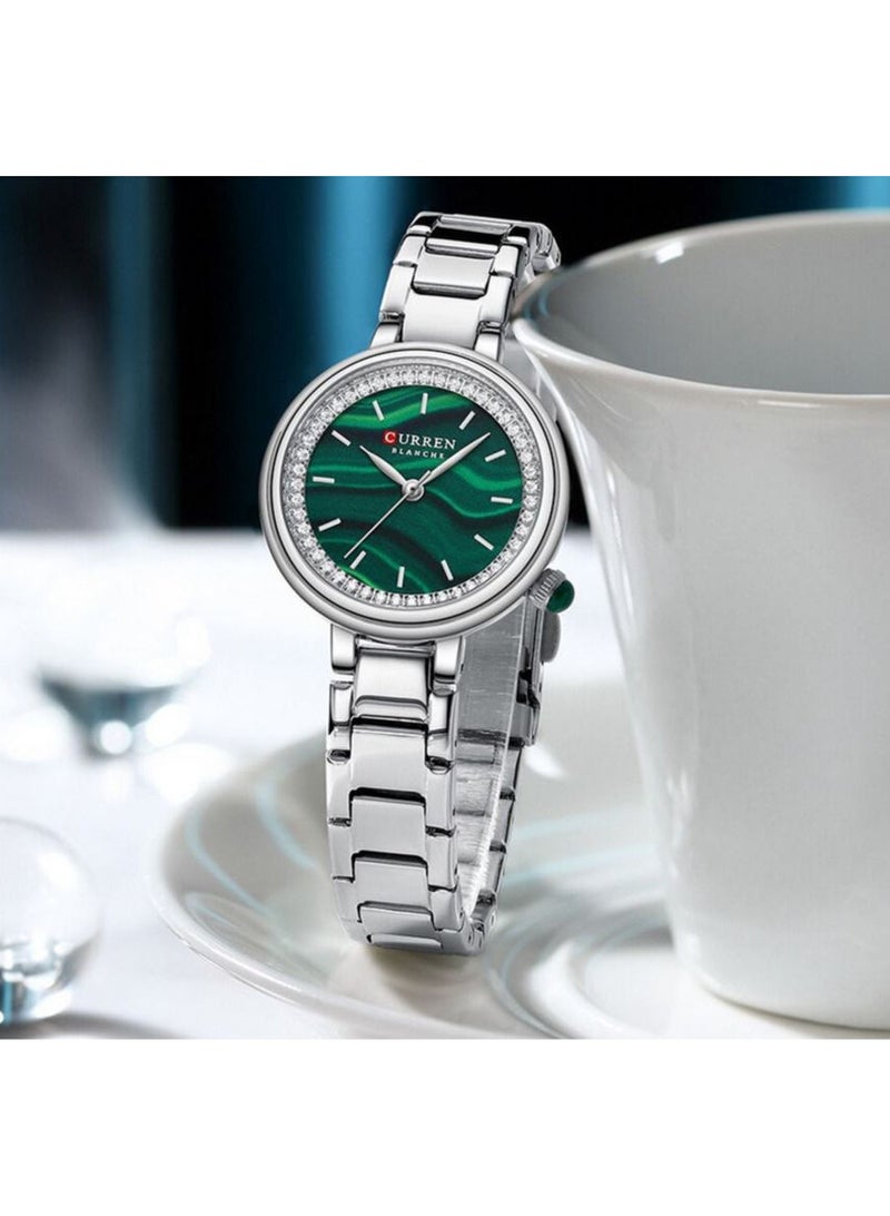 Curren 9089 Women's Watch Fashion Women's Watches Steel Belt Watch Foreign Trade Watch Casual Watch White Shell Green - Image 1