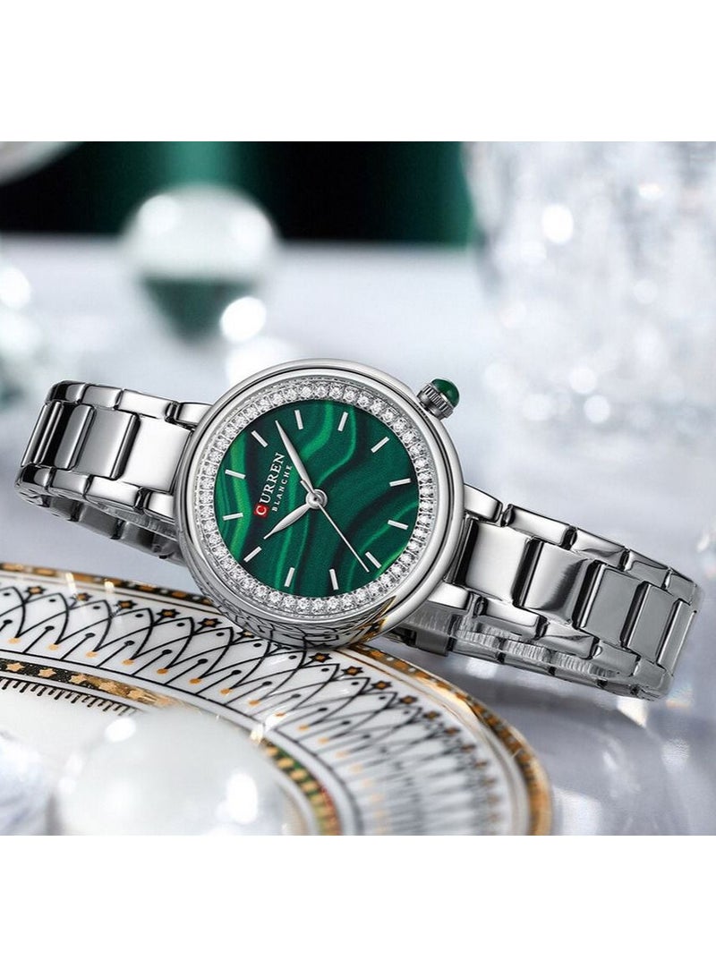 Curren 9089 Women's Watch Fashion Women's Watches Steel Belt Watch Foreign Trade Watch Casual Watch White Shell Green - Image 2