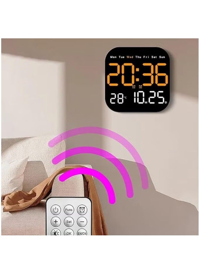 ساعة الجدار الرقمية ، 10.5 "ساعة المنبه LED لغرفة النوم ، مع التحكم عن بعد ، التاريخ ودرجة الحرارة ، سطوع مستوى 10 ، التخفيف التلقائي ، لغرفة المعيشة مكتب صالة الألعاب الرياضية ديكور المحل - Image 1