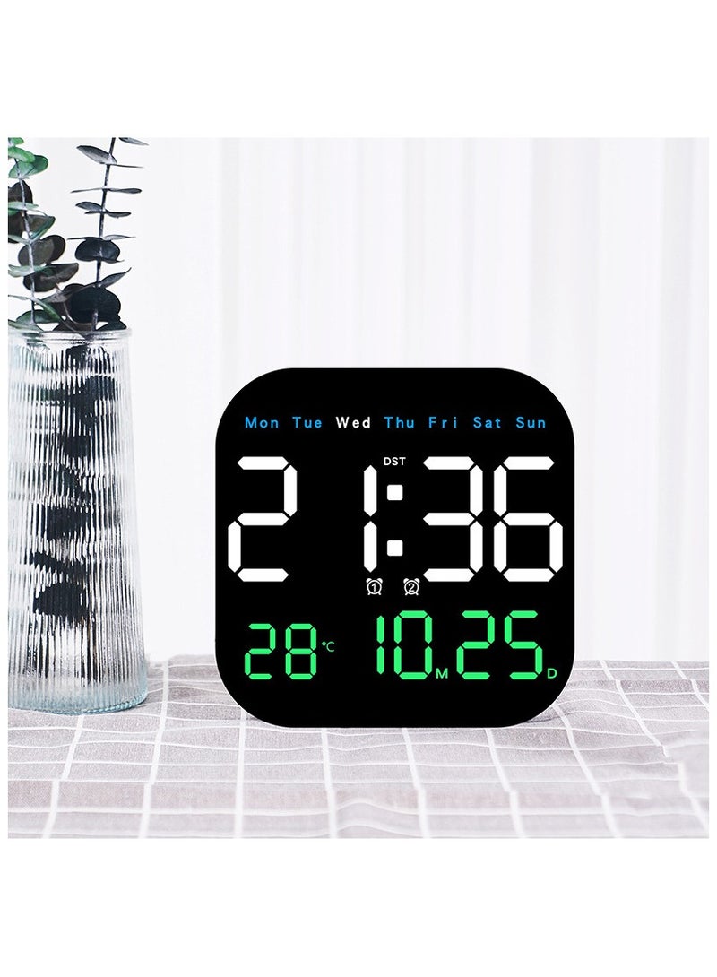 ساعة الجدار الرقمية ، 10.5 "ساعة المنبه LED لغرفة النوم ، مع التحكم عن بعد ، التاريخ ودرجة الحرارة ، سطوع مستوى 10 ، التخفيف التلقائي ، لغرفة المعيشة مكتب صالة الألعاب الرياضية ديكور المحل - Image 2