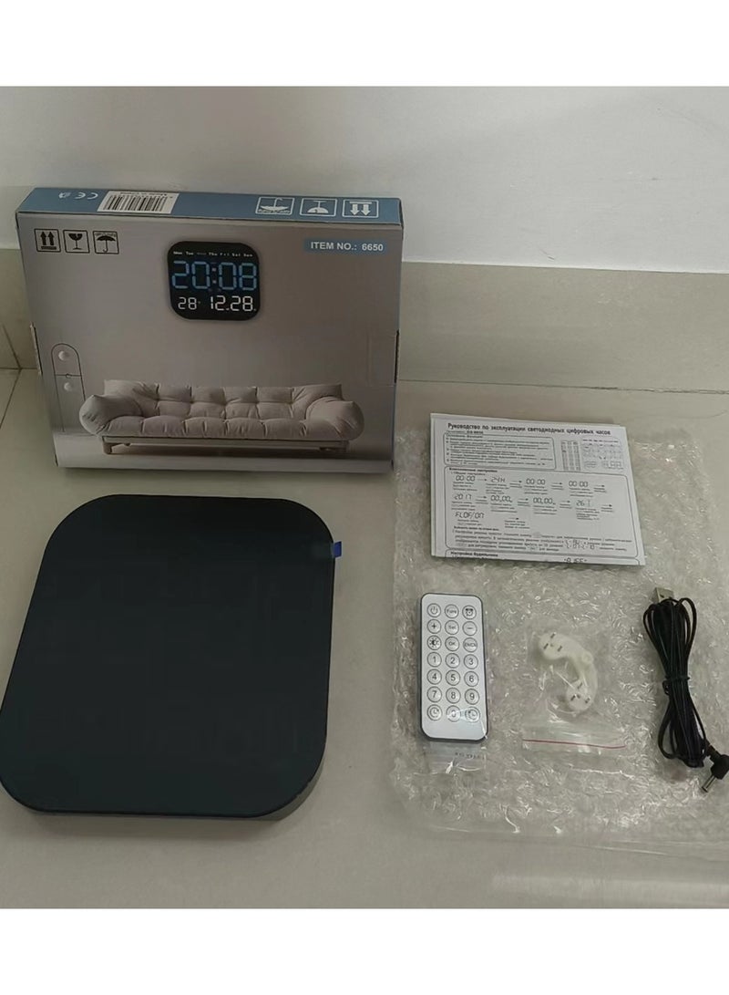 ساعة الجدار الرقمية ، 10.5 "ساعة المنبه LED لغرفة النوم ، مع التحكم عن بعد ، التاريخ ودرجة الحرارة ، سطوع مستوى 10 ، التخفيف التلقائي ، لغرفة المعيشة مكتب صالة الألعاب الرياضية ديكور المحل - Image 4