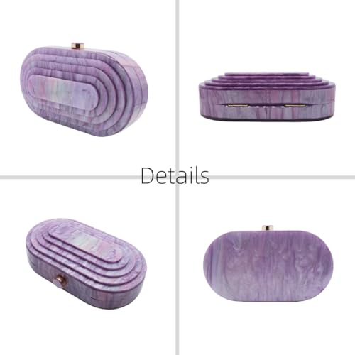 GSYPS Acrylic Clutch Purse Marbled Evening Handags Elegant Shoulder Bag for Wedding Cocktail Party Prom C-Lilac - Image 2