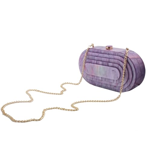 GSYPS Acrylic Clutch Purse Marbled Evening Handags Elegant Shoulder Bag for Wedding Cocktail Party Prom C-Lilac - Image 3
