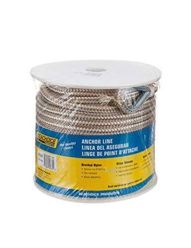 Seachoice Boat Anchor Rope, Double-Braid, Nylon, Achor Line, 3/8 in. X 150 Ft., Gold/White - Image 4