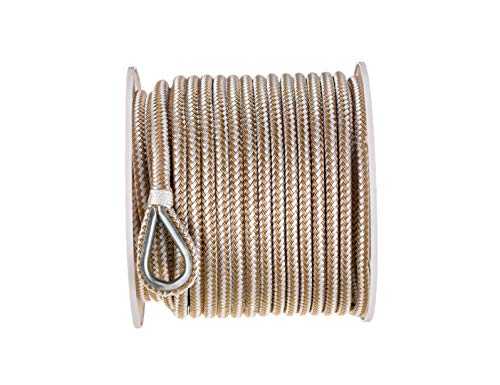 Seachoice Boat Anchor Rope, Double-Braid, Nylon, Achor Line, 3/8 in. X 150 Ft., Gold/White - Image 2