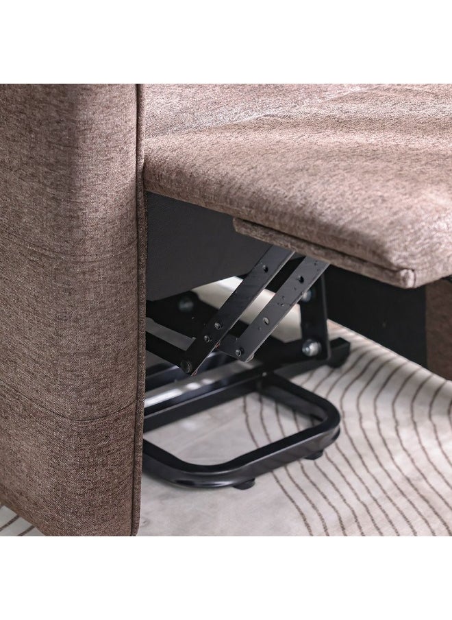 DANUBE HOME - Lathem 1 Seater Fabric Accent Chair with Lift & Tilt – Modern Recliner Lounge Chair for Living Room, Bedroom, Office – Comfortable Upholstered Armchair - Brown - Image 1