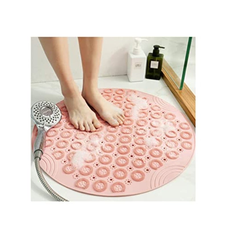 Non-slip Round shower Bath Tub mat Pink 55x55 MT-25-1 - Image 1