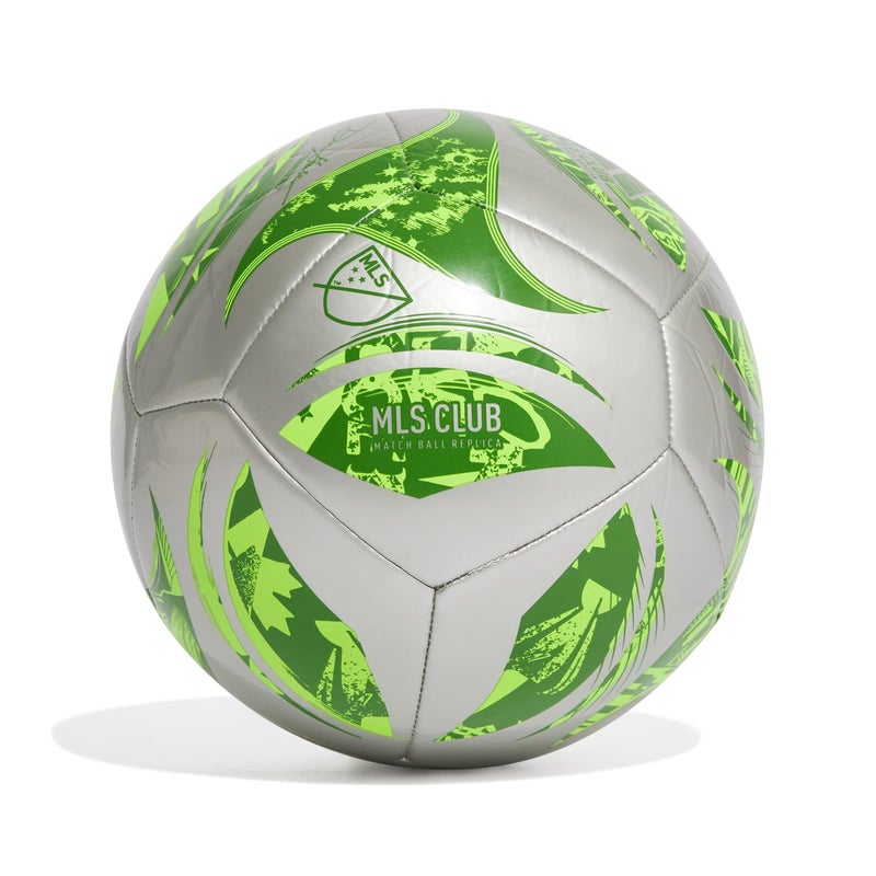 Adidas MLS Club Soccer Ball, Silver Metallic/Green, Size 4 | 1 Set - Image 1