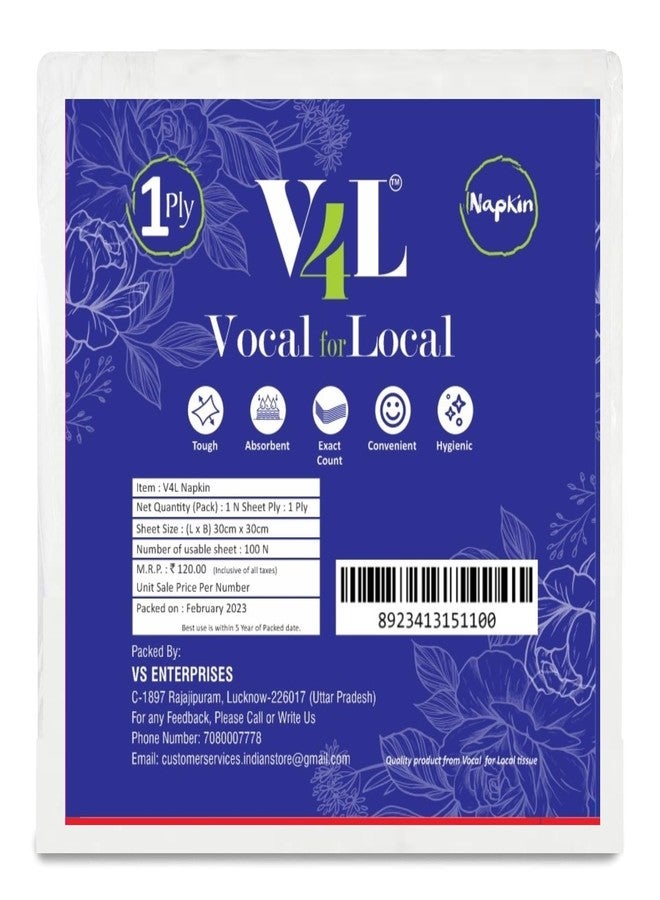 V4L Paper Napkins Tissue Paper Pack of 500 - Image 1