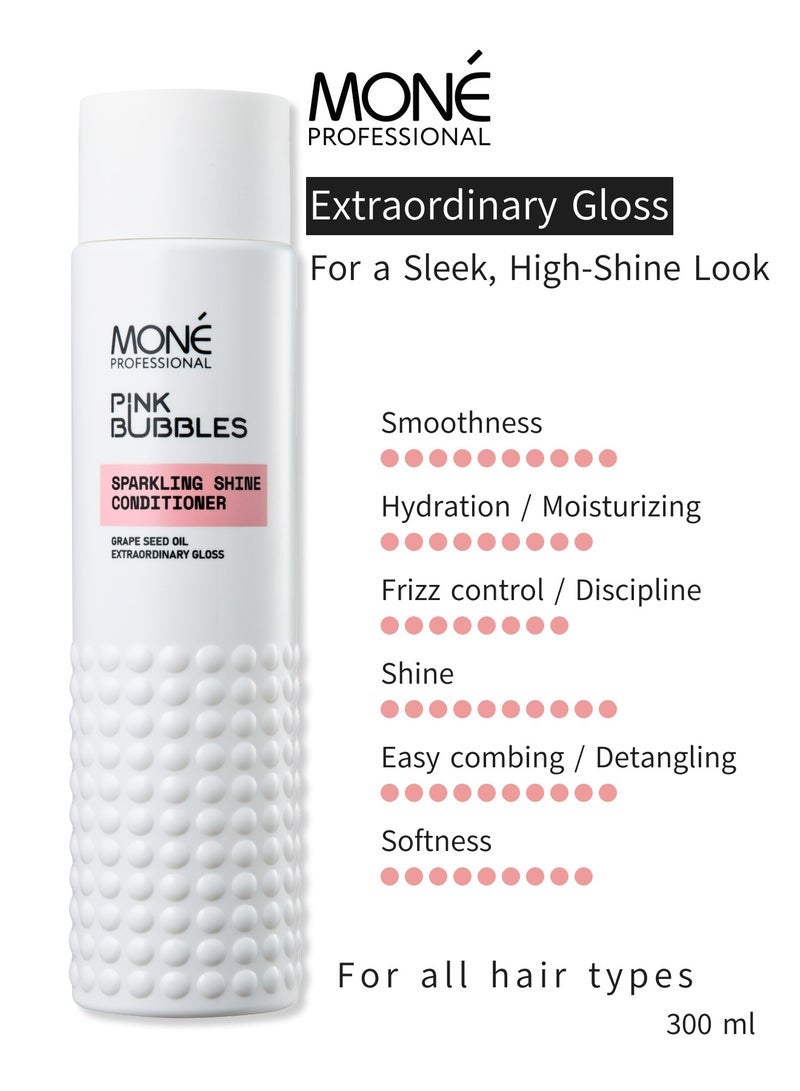 MONE Professional Sparkling Shine Conditioner - Luxurious Hydrating Conditioner For Dry And Damaged Hair, Infused With Sweet Almond Oil And Shea Butter For Ultimate Shine And Nourishment, 300 ml. - Image 1
