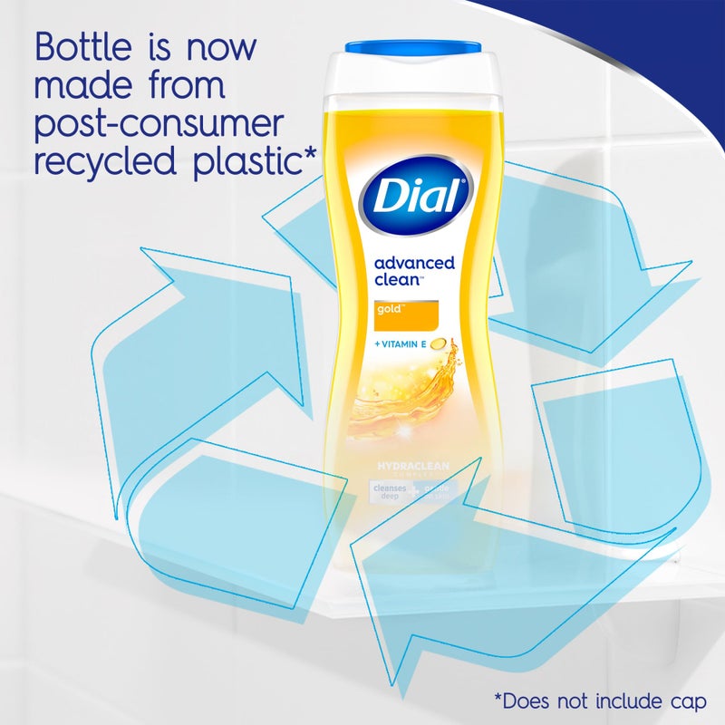 Dial Body Wash, Advanced Clean Gold, 16 Fl Oz, Pack of 4, Hydraclean Complex & Vitamin E, Gentle, Leaves Skin Feeling Nourished, Dermatologist-Tested, No Parabens & Sulfates - Image 4