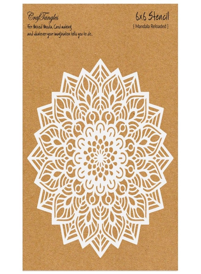 CrafTangles Art and Craft Stencil - Mandala Reloaded, 6x6 inch, Reusable, use for DIY Painting on Canvas, Fabric, Cloth, Paper, Glass, Furniture, Wall, Mixed Media and Decoupage, 1Pc, CTCS80