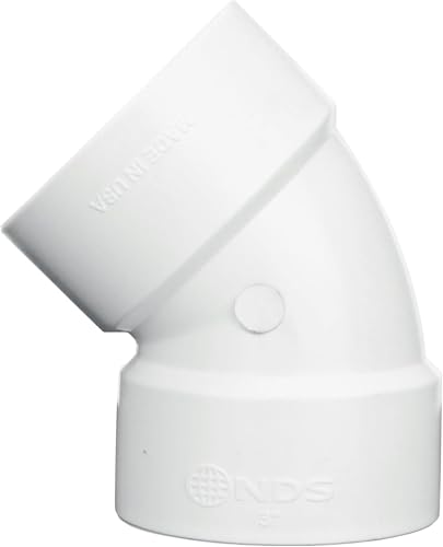 NDS 3P03 PVC 45-Degree Elbow, 3-Inch, for Hub X Hub Solvent-Weld Connections, for Use with 3-Inch Sewer and Drain Pipe, White - Image 4
