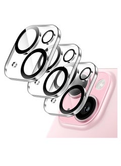 Camera Lens Protector for iPhone 15 6.1-Inch and iPhone 15 Plus 6.7-Inch 9H Tempered Glass Anti-Scratch Case Friendly Does Not Affect Night Shots HD Clear 3-Pack