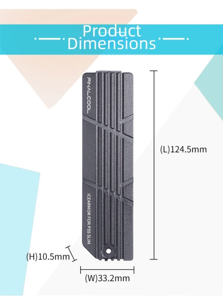 Black Aluminum Heatsink for NVMe SSD Cooling System Heat Dissipation Radiator for PS5 Gaming Accessories Thin SSD Heat Sink - Image 5
