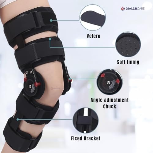 DIALDRCARE Hinged Knee Brace Leg Support Protector Medical Meniscus Tear Recovery Stabilizer (Black) - Image 2