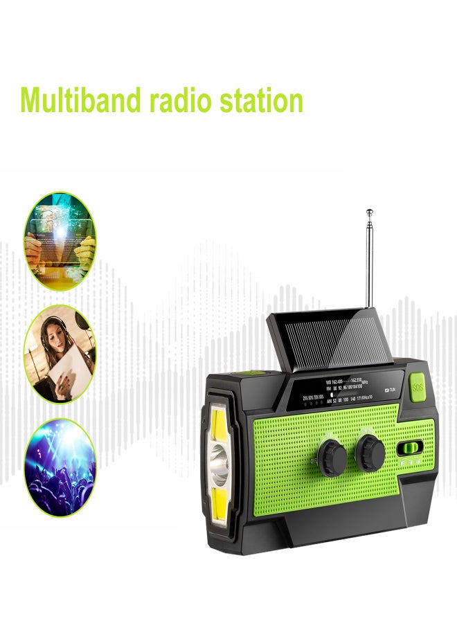 Portable AM/FM & NOAA Radio Outdoor Solar Emergency Hand Crank Radio Reading Light Motion Sensor Light with LED Flashlight SOS Alarm 4000mAh Battery USB Output - Image 2