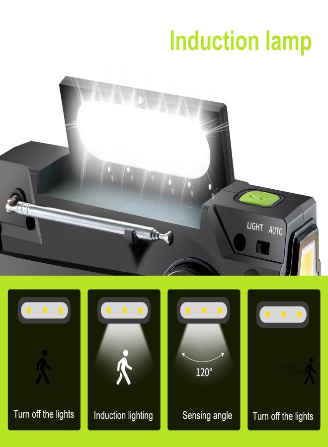 Portable AM/FM & NOAA Radio Outdoor Solar Emergency Hand Crank Radio Reading Light Motion Sensor Light with LED Flashlight SOS Alarm 4000mAh Battery USB Output - Image 4