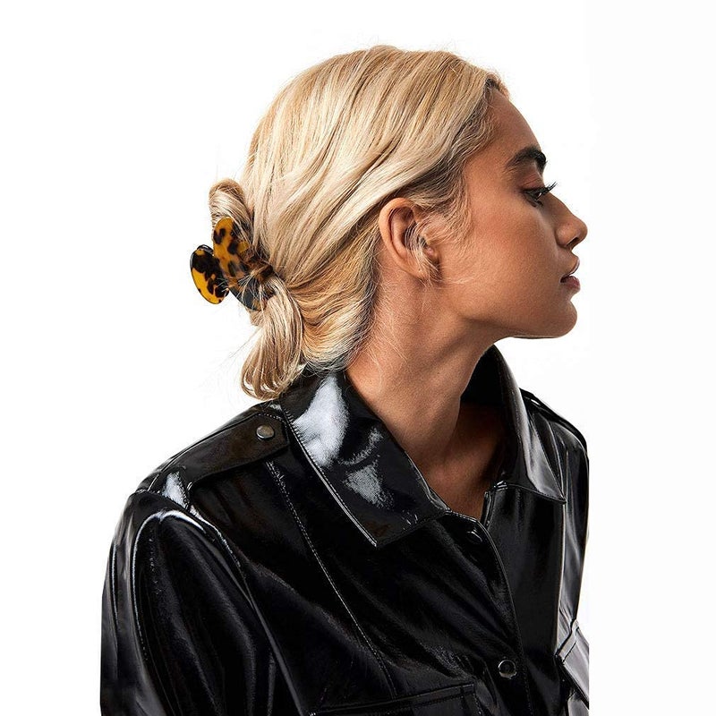 Aileam 2PCS Hair Claw Banana Clips tortoise Barrettes Celluloid French Design Barrettes celluloid Leopard print Large Fashion Accessories for Women Girls - Image 2