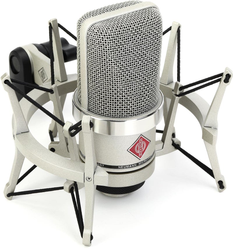 Neumann TLM 102 Studio Set - Cardioid Condenser Microphone Ideal for Home/Professional Studio Instrument Vocal Podcast Twitch recording - Nickel - Image 1