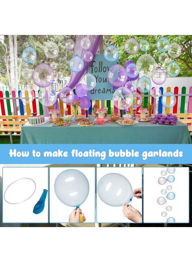 Lewtemi 130 Pcs Transparent Balloons Clear Blue Purple Balloons Under The Sea Party Decorations Clear Bubble Mermaid Party Decoration for Birthday Wedding Supplies (10 Inch, 5 Inch)  - Image 3