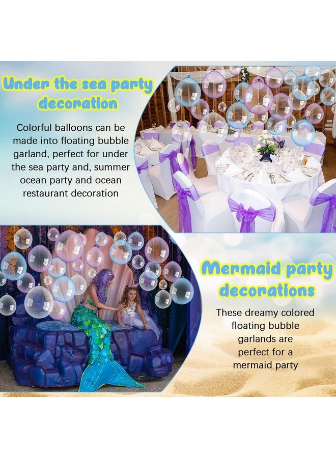 Lewtemi 130 Pcs Transparent Balloons Clear Blue Purple Balloons Under The Sea Party Decorations Clear Bubble Mermaid Party Decoration for Birthday Wedding Supplies (10 Inch, 5 Inch)  - Image 4