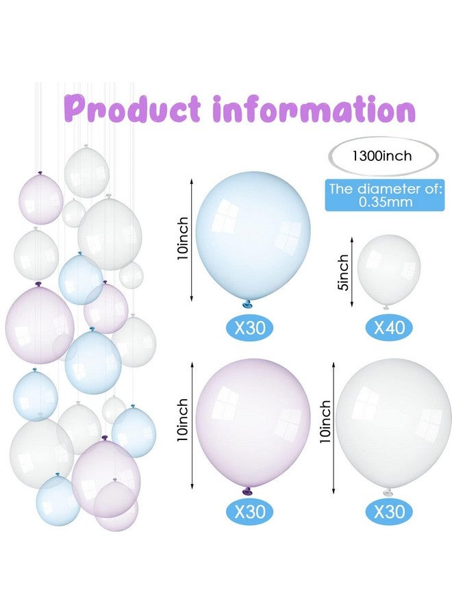 Lewtemi 130 Pcs Transparent Balloons Clear Blue Purple Balloons Under The Sea Party Decorations Clear Bubble Mermaid Party Decoration for Birthday Wedding Supplies (10 Inch, 5 Inch)  - Image 2