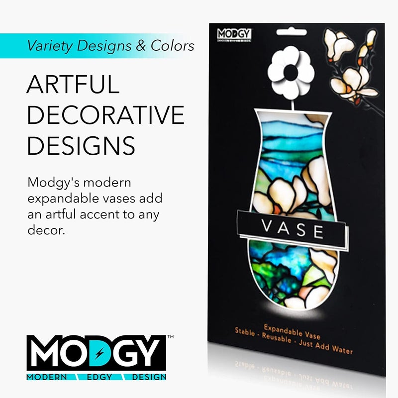 MODGY Expandable Flower Vase Plastic Decorative Modern Vases for Flowers Centerpieces Dining Table Decor Living Room Bathroom Wedding Office, Tiffany - Magnolia - Image 5