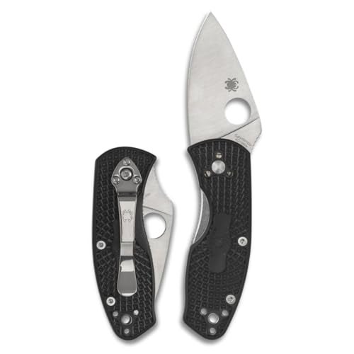 Spyderco سكين جيب قابل للطي خفيف الوزن من سبايدركو أمبيشس بشفرة من الفولاذ المقاوم للصدأ بطول 2.43 بوصة ومقبض FRN - حافة عادية - C148PBK - Image 1