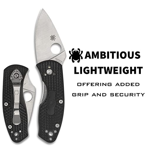 Spyderco سكين جيب قابل للطي خفيف الوزن من سبايدركو أمبيشس بشفرة من الفولاذ المقاوم للصدأ بطول 2.43 بوصة ومقبض FRN - حافة عادية - C148PBK - Image 2