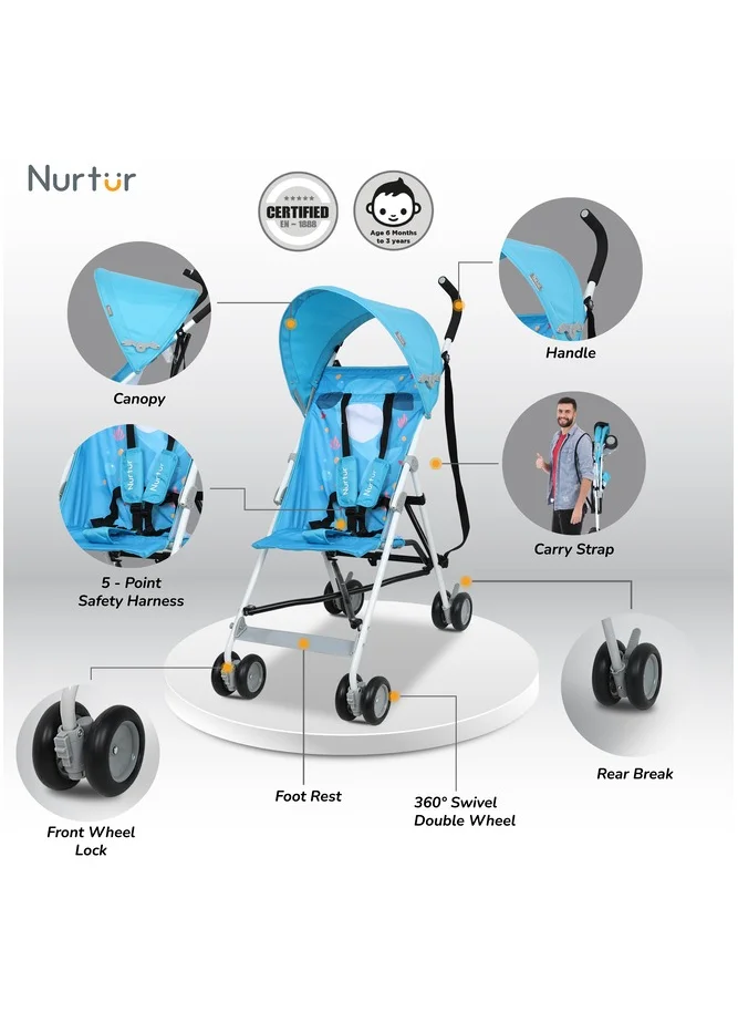 نورتر Rex Buggy Stroller Multicolor Lightweight Stroller with Compact Fold Canopy Shoulder Strap 6 to 36 monthsMulticolor Official Product