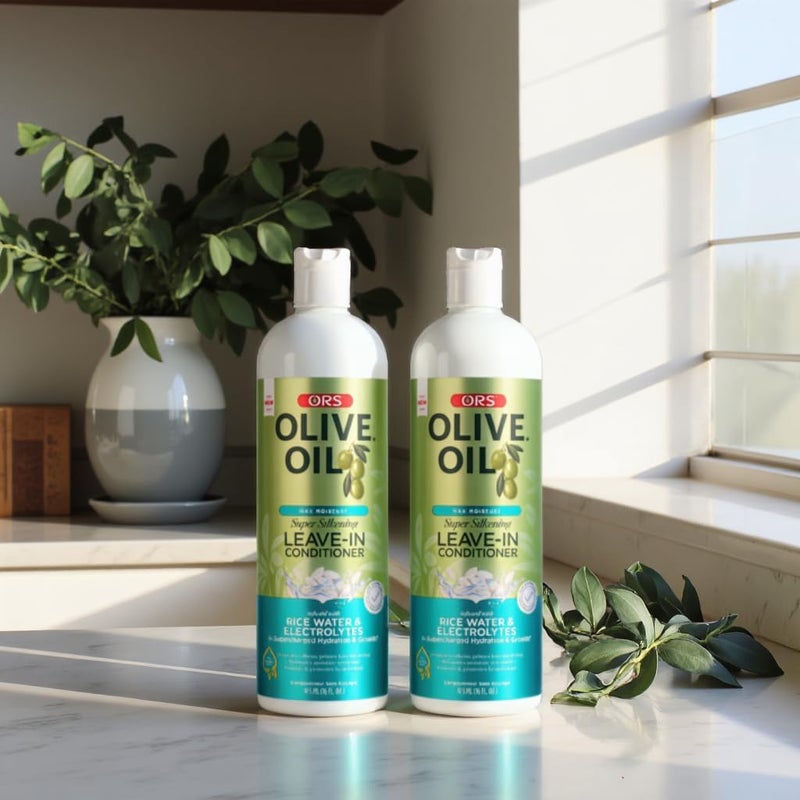 ORS Olive Oil Max Moisture LeaveIn Conditioner with Rice Water and Electrolytes for Supercharged Hair Hydration 160 Ounce (Pack of 2) - Image 2