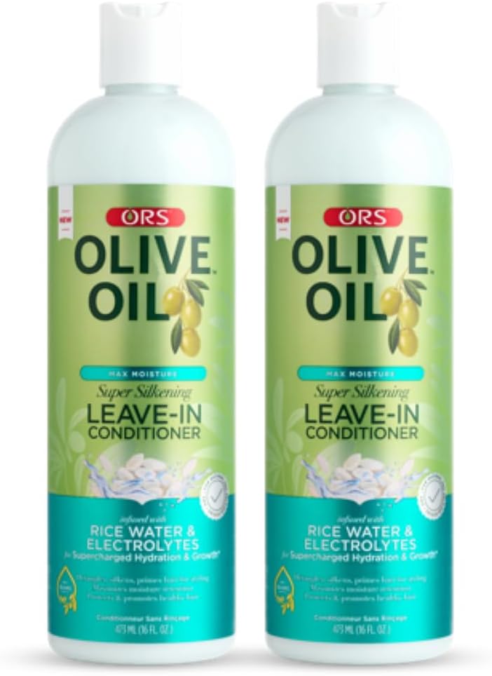 ORS Olive Oil Max Moisture LeaveIn Conditioner with Rice Water and Electrolytes for Supercharged Hair Hydration 160 Ounce (Pack of 2) - Image 1