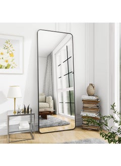 Generic Black Full Length Mirror  Rounded Corner Floor Mirror Standing Hanging or Leaning Against Wall Dressing Room Mirror Full Length  - Image 1
