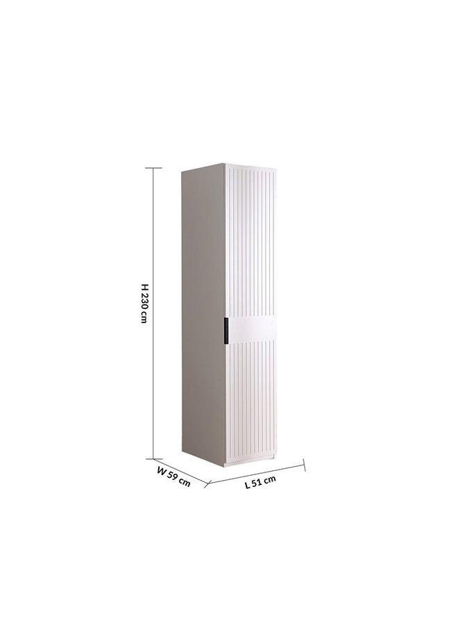 DANUBE HOME - Defne 50Cm Left Wardrobe Extra Sturdy Closet Clothes Storage Cupboard Modern Design Space Saving Cabinet For Bedroom 51x59x230Cm Cream/Black - Image 1