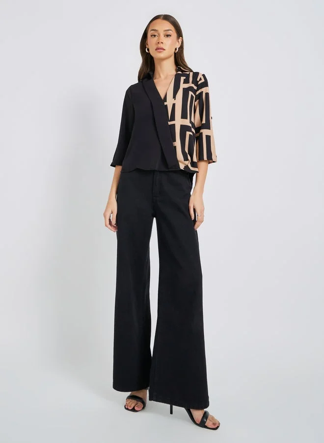 تايك تو قميص بأكمام قصيرة وطبعة جرافيك بقصة عادية