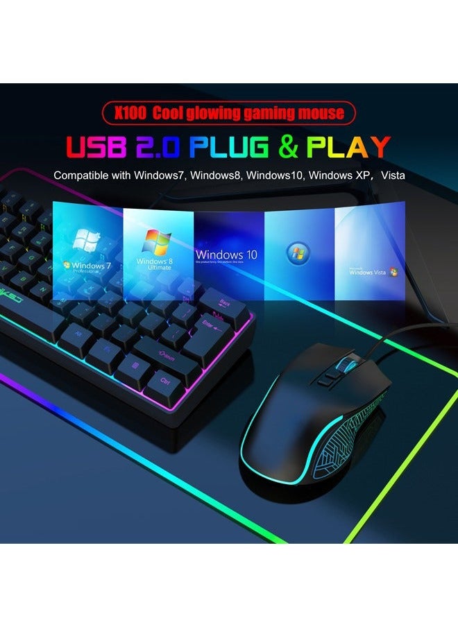 Gaming Mouse 3600DPI Adjustable 7 Colours Backlight Optical Sensor Lightspeed Mice Streamlined Arc and Finger Rest Ergonomic Design USB Wired Plug & Play for Windows Mac PC Laptop Gamer