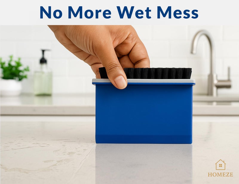 HOMEZE 2-in-1 Countertop Brush & Squeegee – Crumb Sweeper + Water Wiper, Edge-Hanging Compact Cleaner for Kitchen Sink & Counter, Bathroom Mirror/Slab, Desk & Sofa – Space-Saving Multi-Surface Tool - Image 3