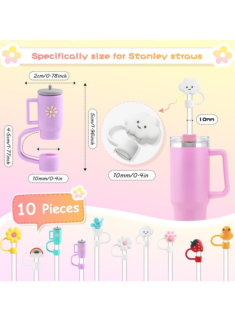 LIMOS 10pcs Silicone Straw Cover Caps for Stanley Cups 30 & 40 Oz - Reusable Straw Toppers, Soft and Cute Tips, Fits 8-10mm Straws - Image 3