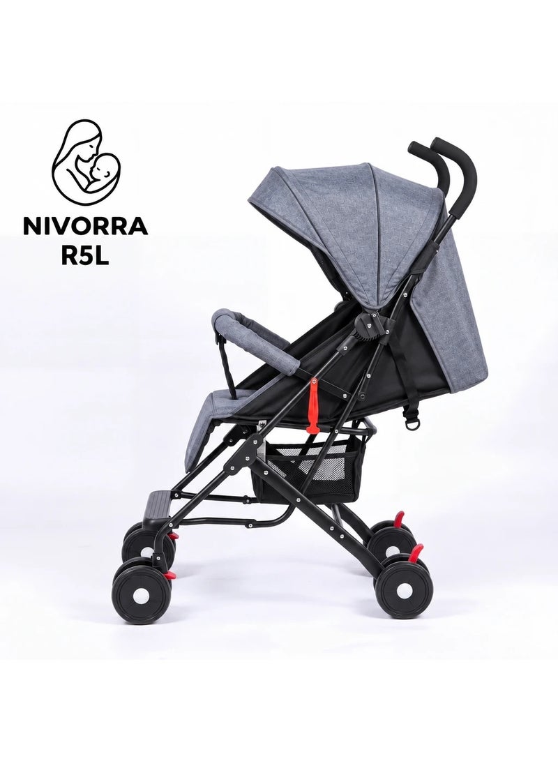 NIVORRA Travel Baby Stroller Nivorra R5L, Lightweight Foldable Compact Stroller, Reclining Seat, 6.7 kg, Easy-Fold Travel Pram - Image 3