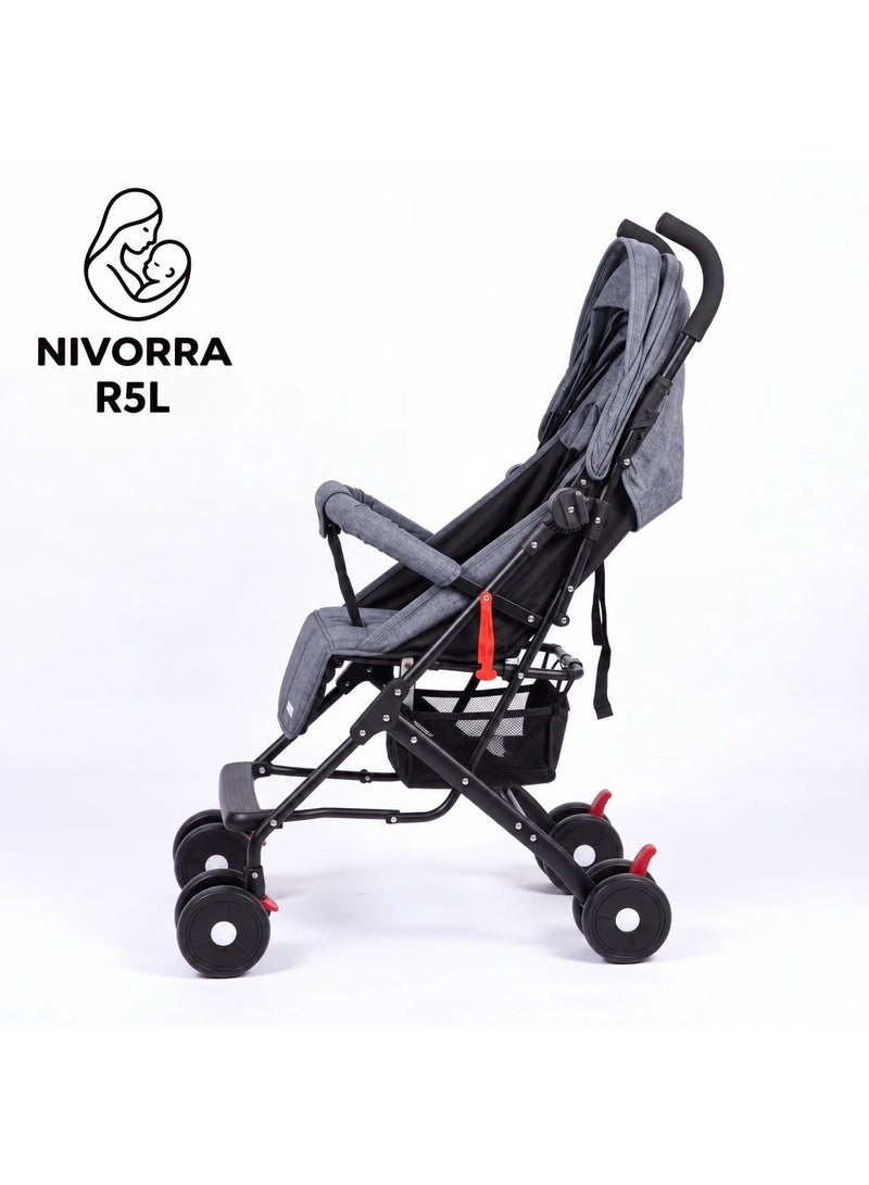 NIVORRA Travel Baby Stroller Nivorra R5L, Lightweight Foldable Compact Stroller, Reclining Seat, 6.7 kg, Easy-Fold Travel Pram - Image 4