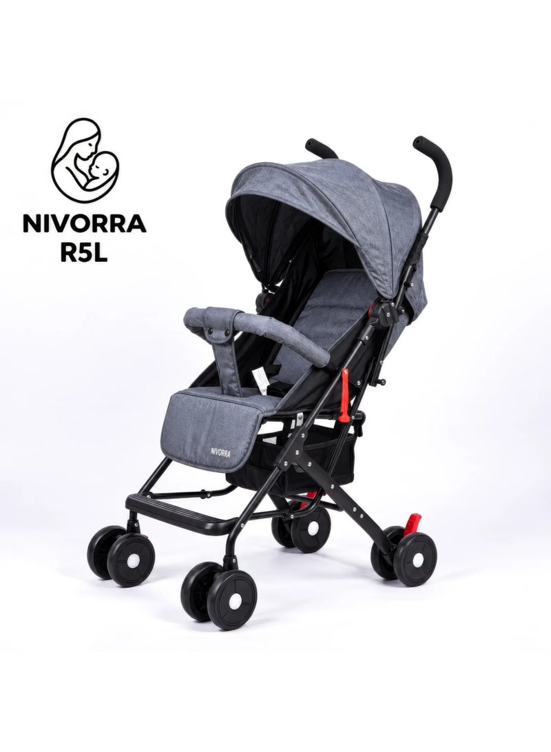 NIVORRA Travel Baby Stroller Nivorra R5L, Lightweight Foldable Compact Stroller, Reclining Seat, 6.7 kg, Easy-Fold Travel Pram - Image 1