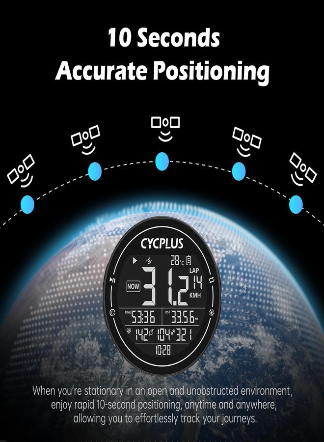 CYCPLUS GPS Bike Computer, Wireless Cycling Computer, ANT+ Bluetooth Bicycle Speedometer Odometer IPX6 Waterproof, Rechargeable with 2.5 Inch Screen for Bikers Outdoor Cycling(New Upgraded) - Image 3