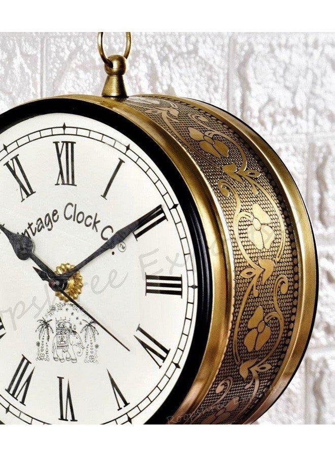 Vintage Clock Vintage Clock Handcrafted Double Side Wall Clock 1 Year Warranty / 65091-8-FRR  - Image 4