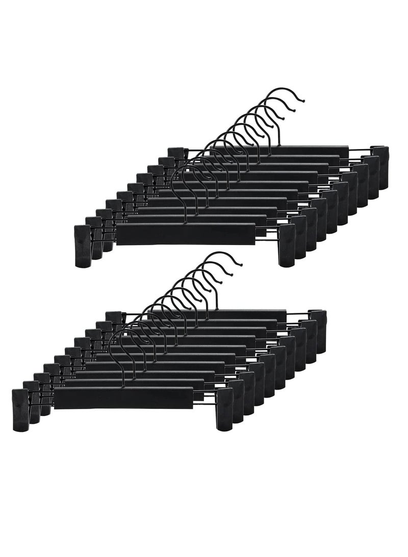 LEDIN Pants Hangers with Adjustable Anti-Rust Clips for Pants, Skirts, Clothes Hangers Black - Image 1