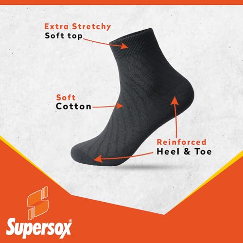 Supersox Ankle Socks for Men Combo, Made With Breathable, Anti Odour & Moisture Absorbent Combed Cotton with a Extra Durable Welt (Pack Of 5) - Image 3