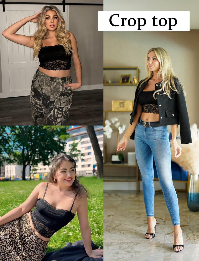 Avidlove Black Bralette for Women Floral Lace Tube Crop Top Slim Bustier Cami Small - Image 5