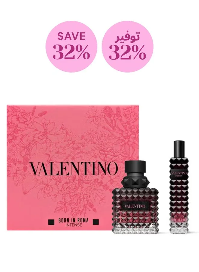 فالانتينو Born In Roma Donna Intense Gift Set - EDP 50ml & EDP 15ml (Travel Size), Savings 32%