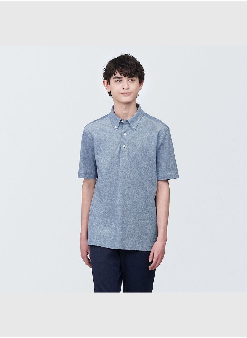 MUJI Cool Touch Pique Button Down Short Sleeve Polo Shirt  - Image 1